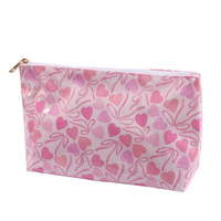 Sac de maquillage tendance en vinyle transparent avec nœud rose pour femme, sac de toilette de voyage, organiseur de cosmétiques en PVC