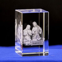 Cristal personnalisé Jésus 3d Cube de Cristal Gravé Au Laser pour les Cadeaux Religieux