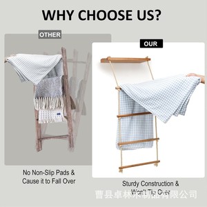 Cross-border wooden blanket rack, wall-mounted towel rack, blanket storage rack, blanket <b>ladder</b>, bathroom hanging shelf - Product Image 2