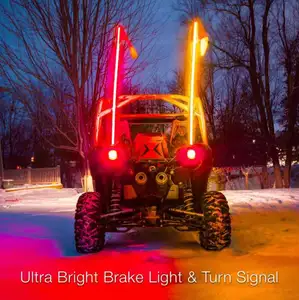 مصباح LED متعدد الألوان للسيارة طول 6 أقدام 0.83 بوصة مصباح للسيارة ATV UTV على الطرق الوعرة يعمل بوحدة تحكم عن بعد مصباح للسيارة على أعمدة العلم يعمل بوحدة تحكم عن بعد مزود بتطبيق