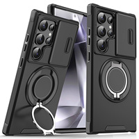 Étui de protection pour objectif d'appareil photo coulissant avec support magnétique pour Samsung Galaxy S26 Edge Ultra S25 S24 Note Ultra S22 S23