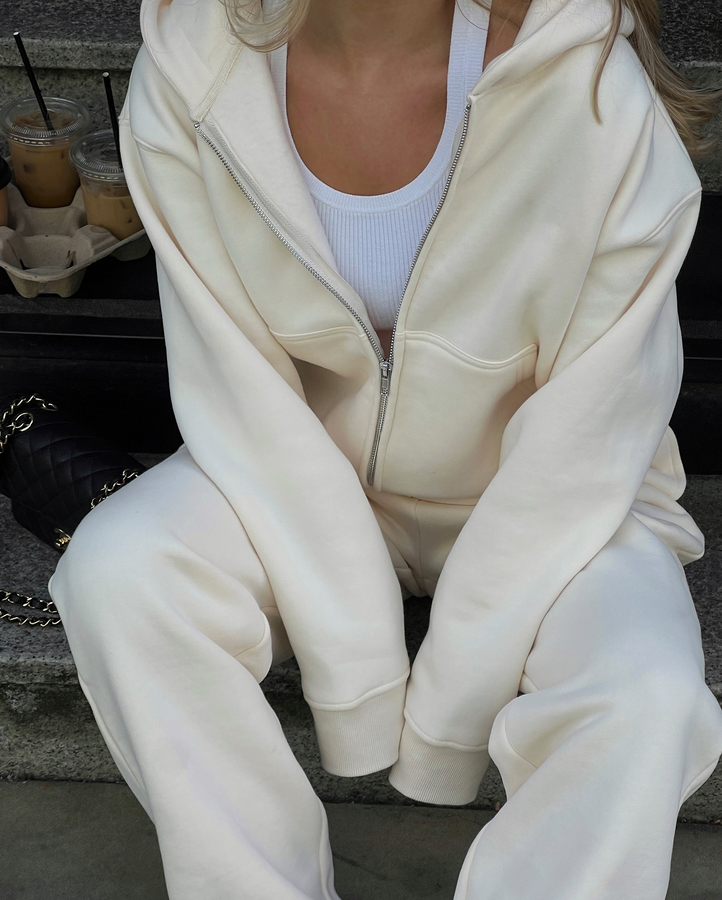 Ruched Sleeve Grey And White Tracksuit Womens Stylish Comfort With