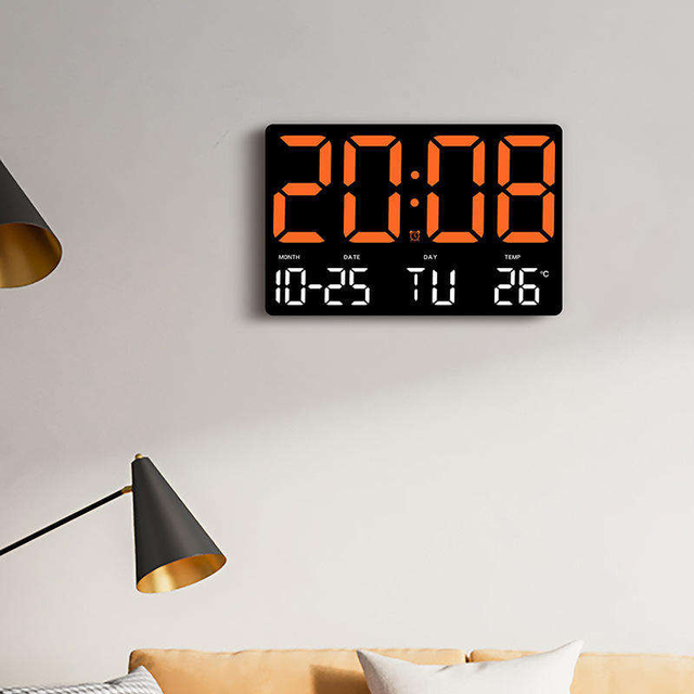 Factory Large Screen Multifunction Display Time Date Week Temperature Digital Alarm Clock Colorful Wall Clocks Home Decor Luxury