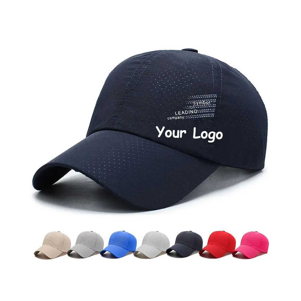 New Men Women Summer Baseball Cap Quick Drying Hats Custom Logo Mesh Breathable Pure Color Snapback Hat Sports Caps