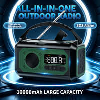 Radio de Emergencia SOS de un Solo Toque, Radio AM/FM/WB con Manivela Solar de 10000 mAh