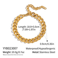 Ensemble collier et bracelet Cuban Link en acier inoxydable 316L plaqué or 18 carats PVD, étanche et antirouille, pour usage quotidien