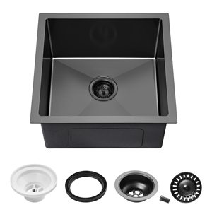 Évier de cuisine en acier inoxydable de style australien, à montage sous plan, à cuve unique, 16 jauges, deux trous avec robinet, vente en gros - Product Image 1