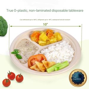 Assiettes en pulpe de bambou jetables, naturelles, saines et compostables, très populaires pour les réceptions à domicile et les dîners de fête - Product Image 2