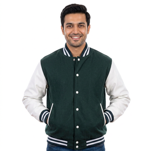 แจ็คเก็ตทีมอเมริกันเบสบอลโรงเรียนโรงเรียนแจ็คเก็ตสีเขียว X-Large collegeballjacket สำหรับผู้ชาย - Product Image 1