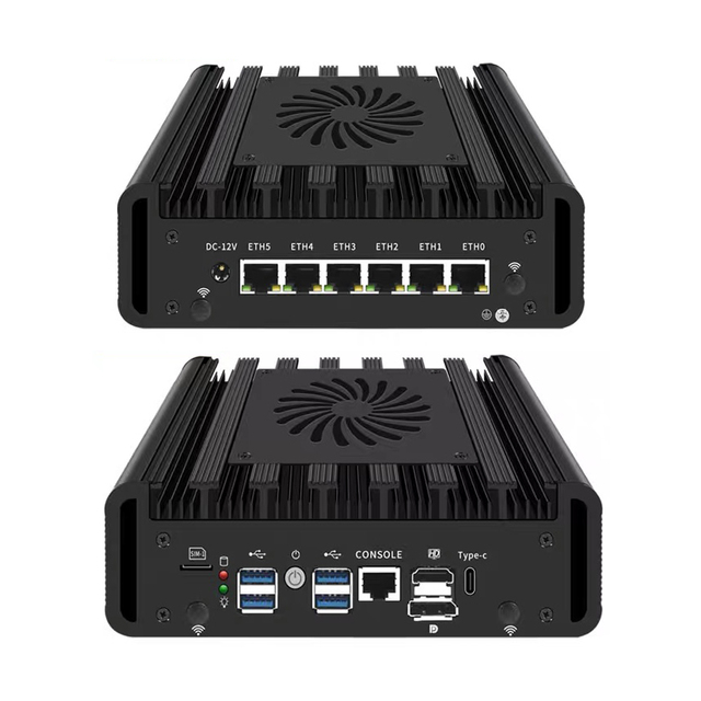 6x2.5G Lan Mini PC Thin Client Core Ultra 7 165H HD DP Dual 4K Display Win11 Ubuntu Firewall Server Industrial Computer Gateway