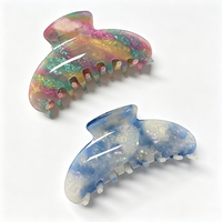 Pince à cheveux Fanxing personnalisée en acétate de cellulose, motif marbré semi-circulaire, pince requin irisée, luxe, vente en gros, usage quotidien