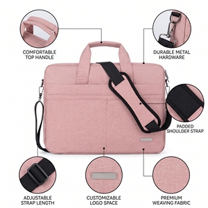 Bolso para Portátil Rosa Personalizado para <span class=keywords><strong>Mujer</strong></span>, Maletín Delgado a Prueba de Golpes con Correa para el Hombro - Product Image 2