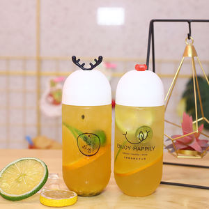 Nuevo Diseño Creativo Personalizable, Botella Vacía Transparente de 500 ml con Forma de Cápsula para Bebidas, Jugos de Frutas, Té con Leche Boba - Product Image 2