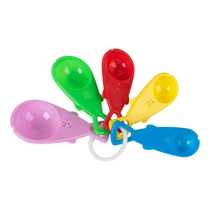 Đầy Màu sắc 5 cái cá có hình dạng đo muỗng đặt Stackable nhựa có thể điều chỉnh Đo muỗng công cụ thiết lập - Product Image 1