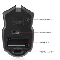 Mini souris optique sans fil 24G, 1600DPI, pour joueur, 6 boutons, récepteur USB, accessoires pour ordinateur portable