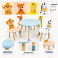 EDULAND Juego de Mesa y Sillas de Madera para Niños con Temática Animal, Muebles Infantiles para Guardería, Sala de Juegos, Montessori OEM/ODM