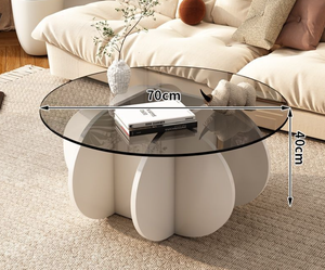 <span class=keywords><strong>Table</strong></span> basse élégante à pieds incurvés pour la maison ou le bureau - <span class=keywords><strong>Table</strong></span> centrale décorative <span class=keywords><strong>en</strong></span> <span class=keywords><strong>verre</strong></span> fumé et bois naturel - Product Image 6