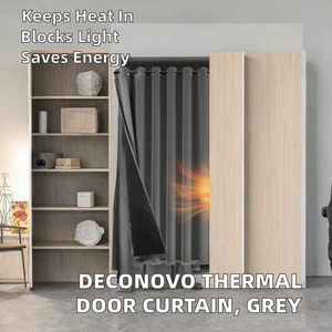 Tenda Termica per Porta <span class=keywords><strong>Deconovo</strong></span> a Doppio Strato, in Microfibra Spessa Trapuntata, Oscurante, a Risparmio Energetico, Classica Invernale per Camera da Letto, 79x87 cm - Product Image 2