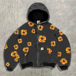 Sweat-shirt à capuche unisexe 1 pièce pour dropshipping, épais, 100 % coton, broderie 3D, impression DTG, strass, effet vieilli - Product Image 2