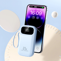 10000mAh 便携式移动电源 22.5W 快速充电 内置电缆 多端口 LED 显示屏 户外用外接电池组