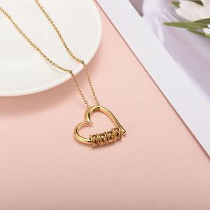 Personalized Stainless Steel <b>Name</b> <b>Necklace</b> <b>Customized</b> Heart Shape Gold Beads Trendy Chains Perfect DIY Jewelry Gift Mom - Product Image 5