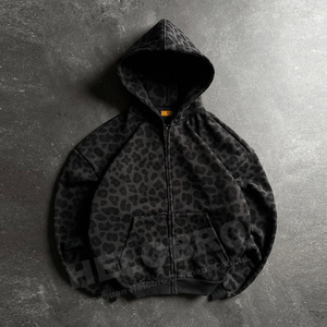 Tùy Chỉnh Heavyweight Leopard Đầy Đủ In Hoodies Cotton Dày Quá Khổ Ngụy Trang Zip up <span class=keywords><strong>Cheetah</strong></span> In Người Đàn Ông Áo - Product Image 5