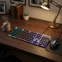 Clavier et souris de jeu filaires OEM personnalisés, prix d'usine, 104 touches, rétroéclairage LED RGB anglais, ensemble pour ordinateur de bureau