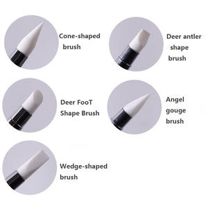 5 pièces/ensemble dégradé poignée en métal Double extrémité Nail Art <span class=keywords><strong>brosse</strong></span> ongles pointe plate applicateur d'ongles Silicone <span class=keywords><strong>brosse</strong></span> Dot <span class=keywords><strong>perceuse</strong></span> stylo ensemble - Product Image 2