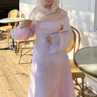 Abaya Willson à col rond et fermeture éclair, effet lin, qualité supérieure, pour femmes musulmanes, robe modeste en dentelle, mode quotidienne – Grande Vente Usine