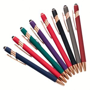 Promotional Custom Logo Durable Rubber Coated Touch Screen Stylus Price Multifunctional Rose <b>Gold</b> Metal Ballpoint <b>Pen</b> - Product Image 4