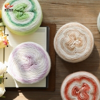 Fil à tricoter artisanal pour bébé 150g 390m, mélange doux multicolore acrylique-coton effet arc-en-ciel, pour crochet