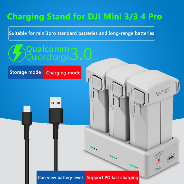 Battery Charging For Mini 4 3 Pro Drone Battery Charger Station Drone Three Channel Charger For Mini 3