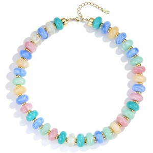 Collar llamativo para mujer, joyería de moda en capas, regalo, collar de cuentas de resina coloridas, estilo bohemio - Product Image 4