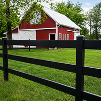 Clôture de ranch en PVC noir à 3 rails, résistante aux intempéries, pour ferme, pâturage, enclos pour bétail et propriété agricole