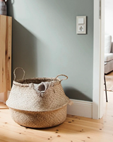 Boho panier en osier tissé jonc de mer paille osier ventre panier naturel blanchisserie stockage jonc de mer organisateur porte-plante décor à la maison