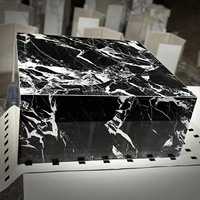 Qualité nordique pas cher prix table d'appoint moderne nordique Kaia Calacatta Viola marbre socle bloc grande table basse quadrate