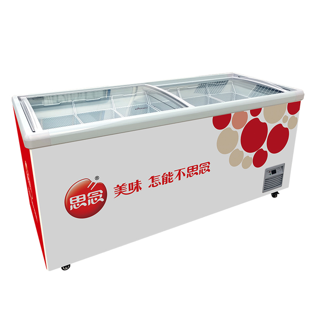 Commercial Freezer Frozen Food Top Glass Door Display Deep Chest Freezer Supermarket Island Cabinet Freezer