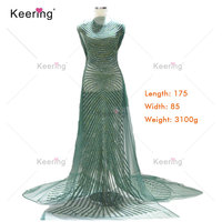 WDP-083 Haute Couture prêt à l'emploi panneau dentelle tissu avant et arrière garnitures avec pierres strass Applique