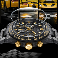 Montre chronographe automatique Bonest Gatti, bracelet en fibre de carbone, lunette tachymètre, verre saphir, étanche, montre-bracelet BG9012