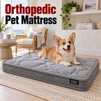 Matelas orthopédique moderne pour chien avec paroi latérale grise imprimée et housse extérieure amovible lavable avec bordure étroite