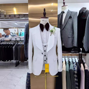 Traje de Jacquard Blanco Completo de 3 Piezas para Hombre, Conjunto de Novio para Boda, Elegante y Atractivo con Solapa de Chal, Traje de Fiesta para Hombre - Product Image 3