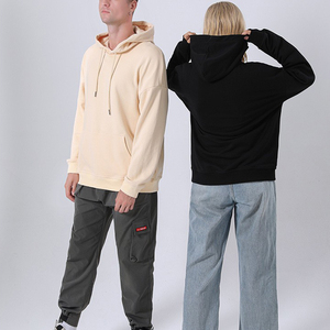 Felpe con cappuccio Unisex in cotone poliestere bianco nero nero Plain felpe con cappuccio con logo personalizzato all'ingrosso - Product Image 2