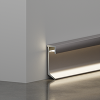 Plinthe LED en alliage d'aluminium sur mesure, extra-épaisse et éclairée par le bas, étanche, pour hôtels, bureaux et appartements