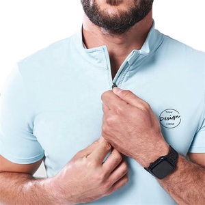 เสื้อกีฬาแขนสั้นคอตั้งเสื้อซิป1/4เสื้อกีฬาลำลองแห้งเร็วโลโก้กำหนดเองฤดูร้อน - Product Image 5