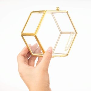 Винтажная стеклянная шкатулка для украшений, шестиугольная шкатулка для украшений - Product Image 3