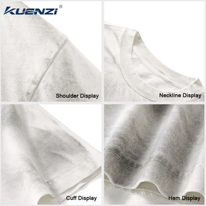 Kuenzi Heavyweight 270GSM 100% Cotton Wash Vintage Color Washed Boxy Wide Version with Rough Edges <strong>Women</strong> <strong>T</strong>-<strong>Shirt</strong> Streetwear - Product Image 3