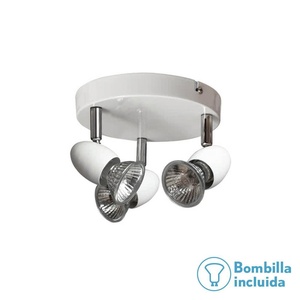 Plafoniera LED bianca 3xGU10, lampadine incluse, dimensioni 13x17cm, ideale per l'illuminazione di spazi e ambienti. - Product Image 1