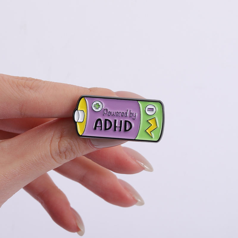 ADHD Awareness Battery Enamel Pins - Creative & Customizable