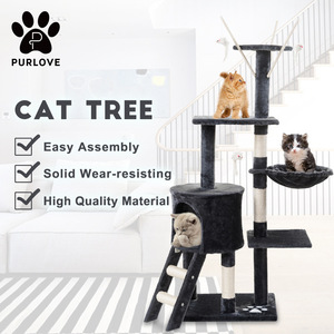 Árbol para gatos Purlove de 4 niveles con poste rascador de cuerda de sisal, casa y perchas para gatos - Product Image 5