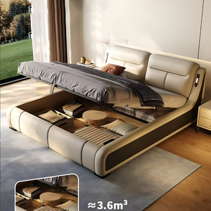 <span class=keywords><strong>Cama</strong></span> de Cuero Multifuncional <span class=keywords><strong>con</strong></span> <span class=keywords><strong>Respaldo</strong></span> Ajustable, Juego de <span class=keywords><strong>Cama</strong></span> Moderno de Lujo Ligero <span class=keywords><strong>con</strong></span> Almacenamiento, <span class=keywords><strong>Cama</strong></span> King de Alta Calidad <span class=keywords><strong>con</strong></span> Luz Nocturna - Product Image 4